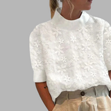 N&L - Embroidered High Collar Blouse Carla