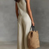 Fiamma - Sleeveless Jumpsuit with Minimalist High Collar and Zip