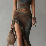 Elena | Bold One-Shoulder Printed Maxi Dress with Ruffled Slit