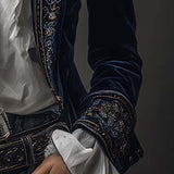 Women’s Vintage Navy Embroidered Longline Jacket
