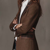 Women's Herringbone Printed Panel Blazer