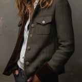 Women’s Vintage Herringbone Contrast Trim Blazer