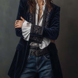Women’s Vintage Navy Embroidered Longline Jacket