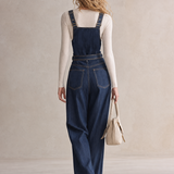 American Utility Belted Embroidered Denim Suspender Jumpsuit