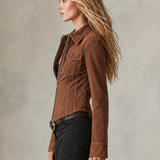 American Vintage Lapel-collar Zip-front Slim-fit Cropped Denim Jacket