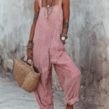 Women's Minimalist Striped Loose-Fit Square-Neck Sleeveless Jumpsuit MDZ1052D7Y