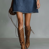 Women's Casual Denim Stand-Collar Button-Front Sleeveless Mini Dress MDZ0144F5Y