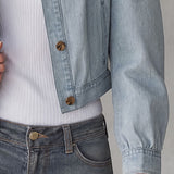 Casual Retro Blue Stand-up Collar Single-breasted Denim Jacket
