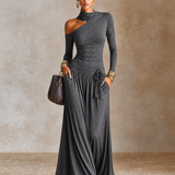 Women's Asymmetric Off‑Shoulder Long Sleeve Vacation Maxi Dress MDZ1183H4LYL