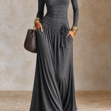 Women's Asymmetric Off‑Shoulder Long Sleeve Vacation Maxi Dress MDZ1183H4LYL