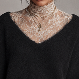 Women's Lace Trim Elegant Knit Mini Dress