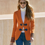 Fashionable Retro PU Buckle Webbing Orange Blazer