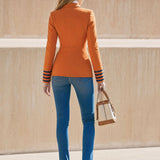 Fashionable Retro PU Buckle Webbing Orange Blazer