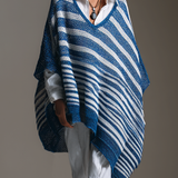 Women's Vintage V-Neck Horizontal Stripe Jacquard Mid-Sleeve Sweater MDZ1912H7WY