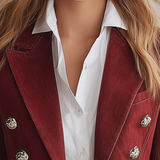 Vintage Double-breasted Metal-button Slim-fit Cropped Denim Blazer