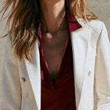 Stylish And Casual Striped Sleeve White Blazer