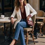 Stylish And Casual Striped Sleeve White Blazer