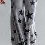 Chic Urban Star-Print Zip-Front Grey Velour Jumpsuit