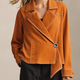 Western Cowgirl Asymmetrical Metal-ring Loose-fit Denim Jacket