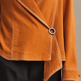 Western Cowgirl Asymmetrical Metal-ring Loose-fit Denim Jacket