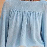 Women's Ruched Casual Knit Crew Neck Lantern Sleeve Top MDZ2186H3GMJ