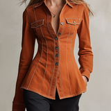 American Vintage Lapel-collar Button-front Contrast-stitch Slim-fit Denim Shirt Jacket