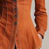 American Vintage Lapel-collar Button-front Contrast-stitch Slim-fit Denim Shirt Jacket