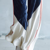 Chic Urban Star-Patch Blue and White Velvet Jumpsuit