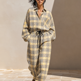Women's Plaid Cotton-Blend Loungewear Two‑Piece Set MDZ2595H4LYL