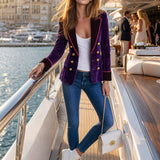 Fashionable Retro Polka Dot Purple Velvet Blazer
