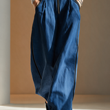 Women's Denim Stand-Collar Zip Black-Trim Cargo-Pocket Short-Sleeve Wide-Leg Jumpsuit MDZ2514H3CMX