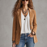 Casual Retro Camel Denim Blazer
