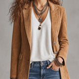 Casual Retro Camel Denim Blazer
