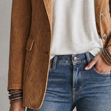 Casual Retro Camel Denim Blazer