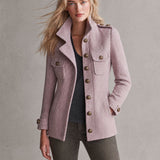 Retro-elegant Pink Herringbone Blend Coat