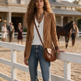 Casual Retro Camel Denim Blazer