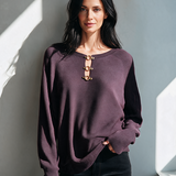 Women's Cut-Out Knit Top With Metal Buckle MDZ2633H3ZRK