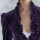 Vintage-style Casual Elegant Purple Velvet Jacket With Ruffles