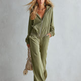 Chic Casual Faux-Fur Trim Muted Olive Cotton Hooded Long-Sleeve Jumpsuit