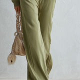 Chic Casual Faux-Fur Trim Muted Olive Cotton Hooded Long-Sleeve Jumpsuit