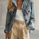 Oversized Light Wash Denim Jacket Women Classic Trucker Boyfriend Fall Layer