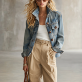 Oversized Light Wash Denim Jacket Women Classic Trucker Boyfriend Fall Layer