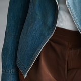 Cropped Fitted Denim Jacket Women Gold Buttons Asymmetric Hem Western Fall