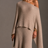 Women's Asymmetrical Off-Shoulder Elegant Knit Batwing Top MDZ2805H8GMJ