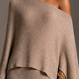 Women's Asymmetrical Off-Shoulder Elegant Knit Batwing Top MDZ2805H8GMJ