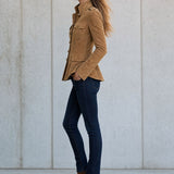 Casual Retro Camel-colored Faux Suede Jacket