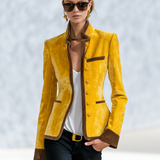 Retro-chic Color-block Velvet Jacket