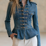 Women’s Western Denim Jacket With Peplum Hem