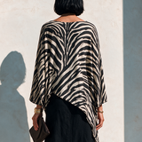 Women's Zebra-Print Asymmetric Hem Cotton-Blend Top MDZ3163H4ZRK
