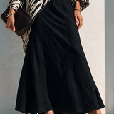 Women's Casual Black Full-Sweep Maxi Skirt MDZ3195H9ZRK